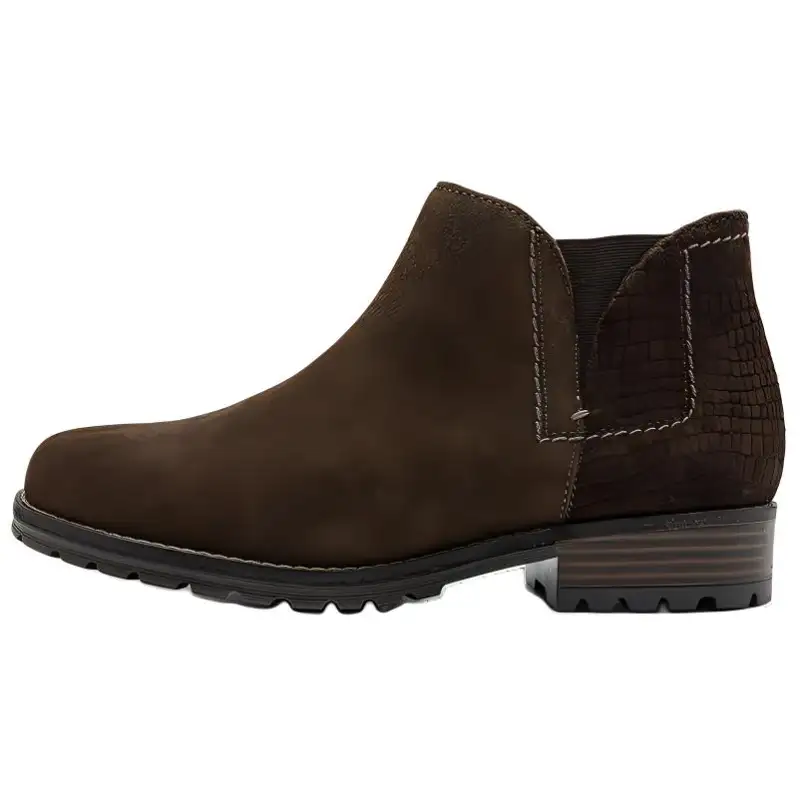 Clarks Cow Split Leather Short Chelsea Boots 3cm Women's Dark Brown