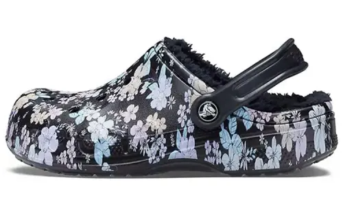 Crocs Baya Lined Clogs 'Black White' Women's