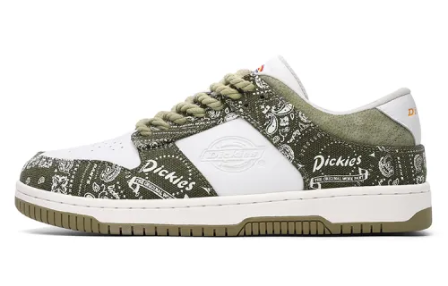 Dickies Low top Skateboard Shoes Men's Army Green & White