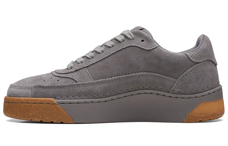 Clarks Cow Split Leather Comfortable And Breathable Stylish Skateboarding Shoes Men's Gray
