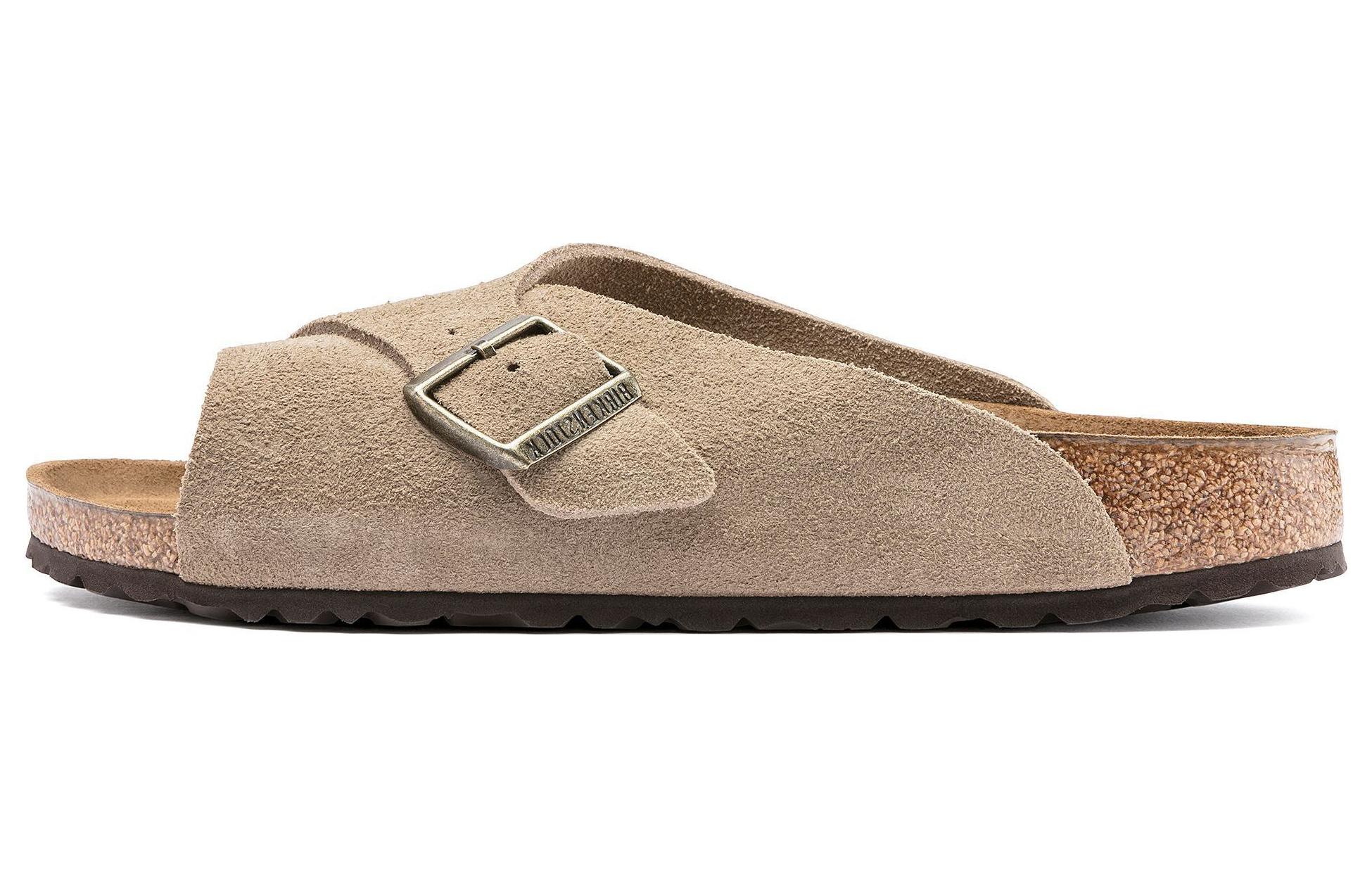 Birkenstock Suede Slide Slippers Women's Taupe Regular