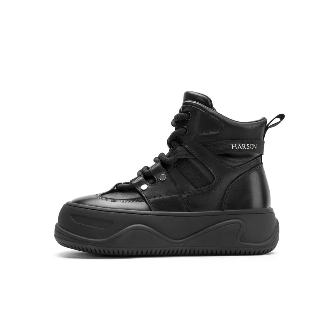 HARSON Cow Leather, Fashion Fleece Lined Thermal Comfortable Versatile Platform Snow Boots Women's