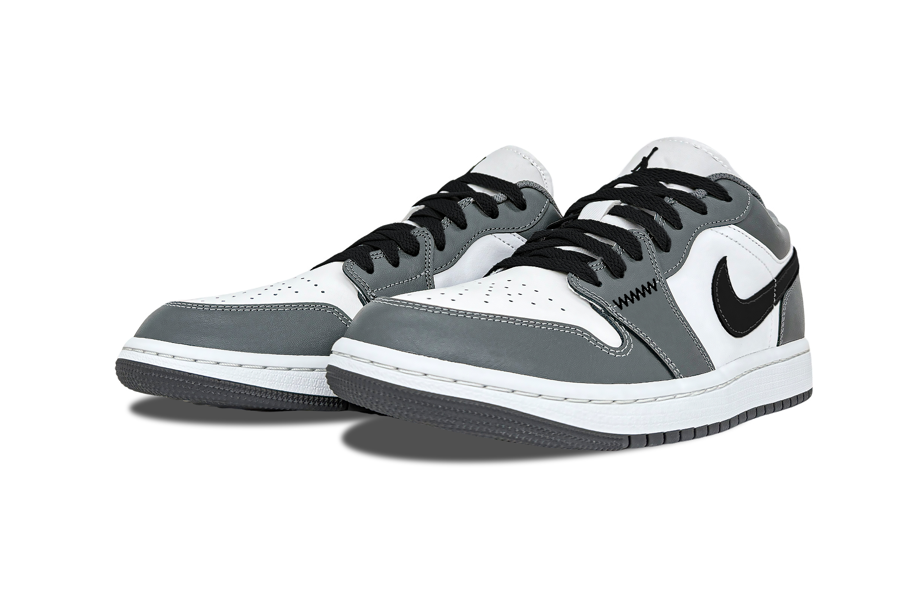 Jordan Air Jordan 1 Shadow Black Low top Vintage Basketball Shoes Unisex Gray White
