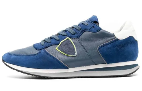 PHILIPPE MODEL Leather Low top Sports Casual Shoes Men's Blue