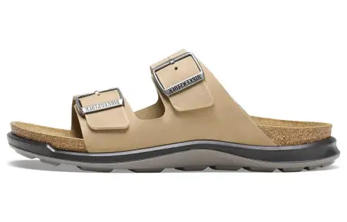 Birkenstock Leather Slide Slippers Women's Light Brown Regular