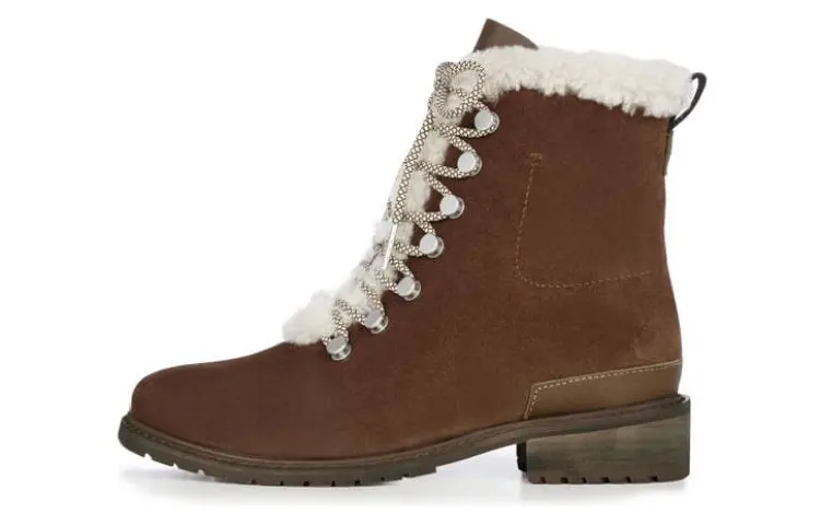 EMU Australia Leather Short Combat Boots Women's Brown