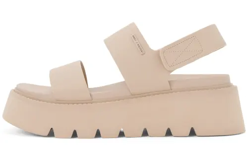 CHARLES&KEITH Small Ck Pu One Strap Sandals 5.6cm Women's Beige/Black
