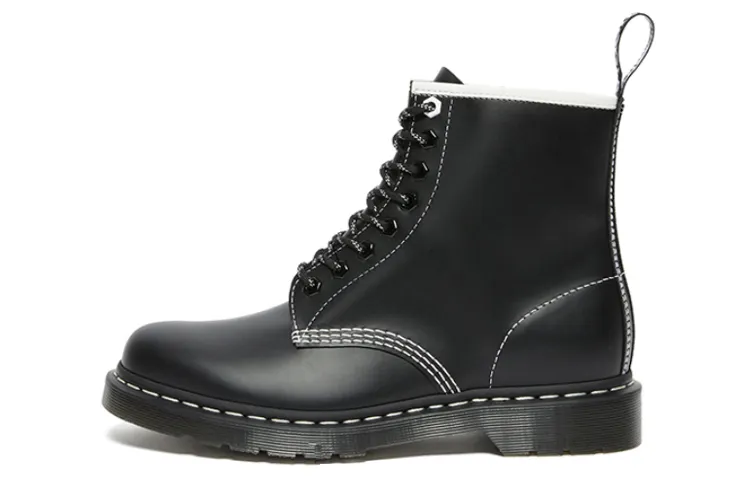 Dr. Martens Dr.Martens 1460 Contrast Stitch Leather Lace Up Boots 'Black Smooth Leather' Women's