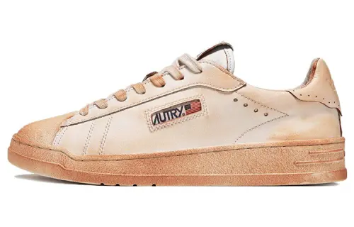 AUTRY Leather Stylish Skateboarding Shoes Men's White Orange