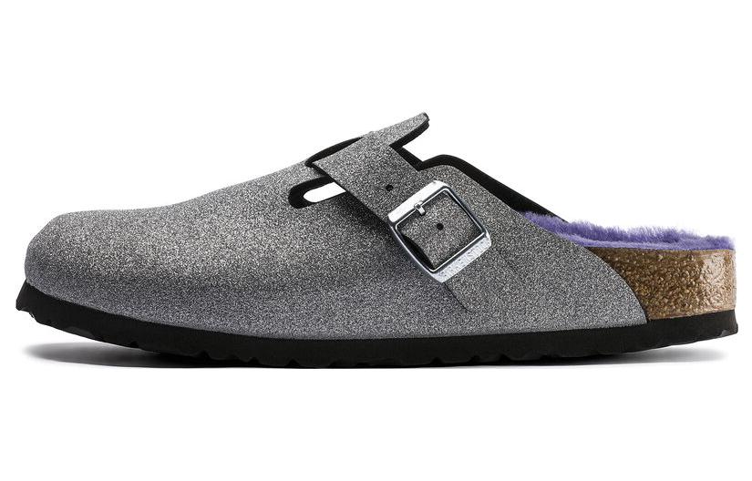Birkenstock Boston Shearling Birko Flor Glitter Dust Silver