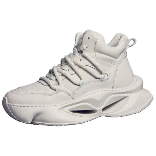 JANE HARLOW Top Grain Cow Leather High top Casual Shoes Men's White
