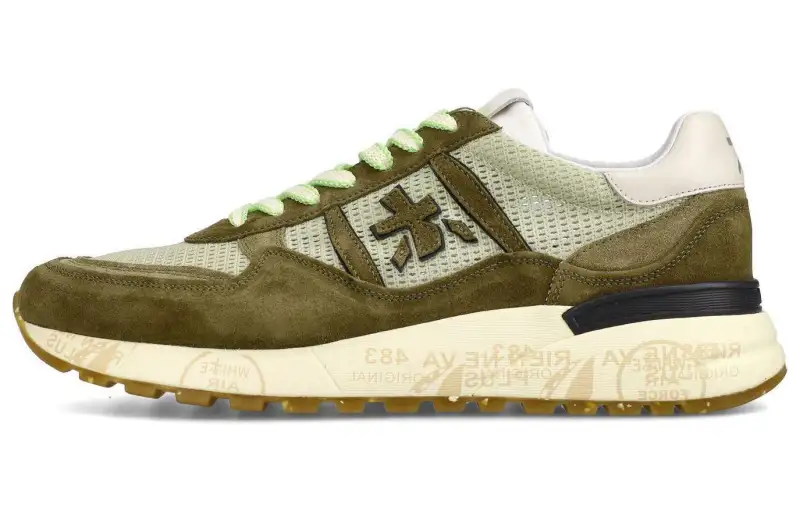 PREMIATA Leather Low top Casual Shoes Men's Olive Green