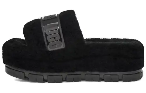 UGG Shearling Fleece Platform Slippers Women's Black