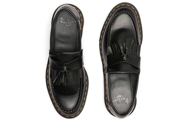 Adrian Dr.Martens Yellow Stitch Leather Tassel Loafer 'Black'
