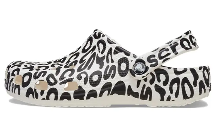 Crocs Classic Warped Logo Clogs 'White Black'