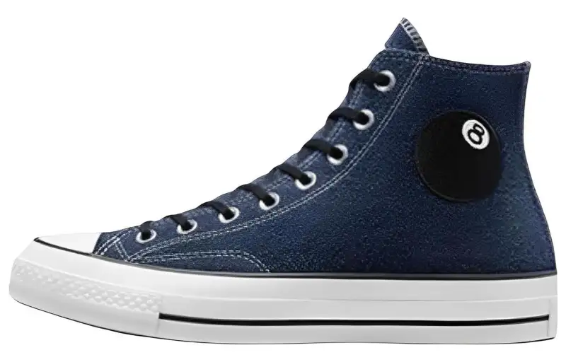 Converse x Stussy 1970s Chuck Taylor All Star 1970s Slip Resistant Abrasion Resistant High top Canvas Shoes Unisex Blue