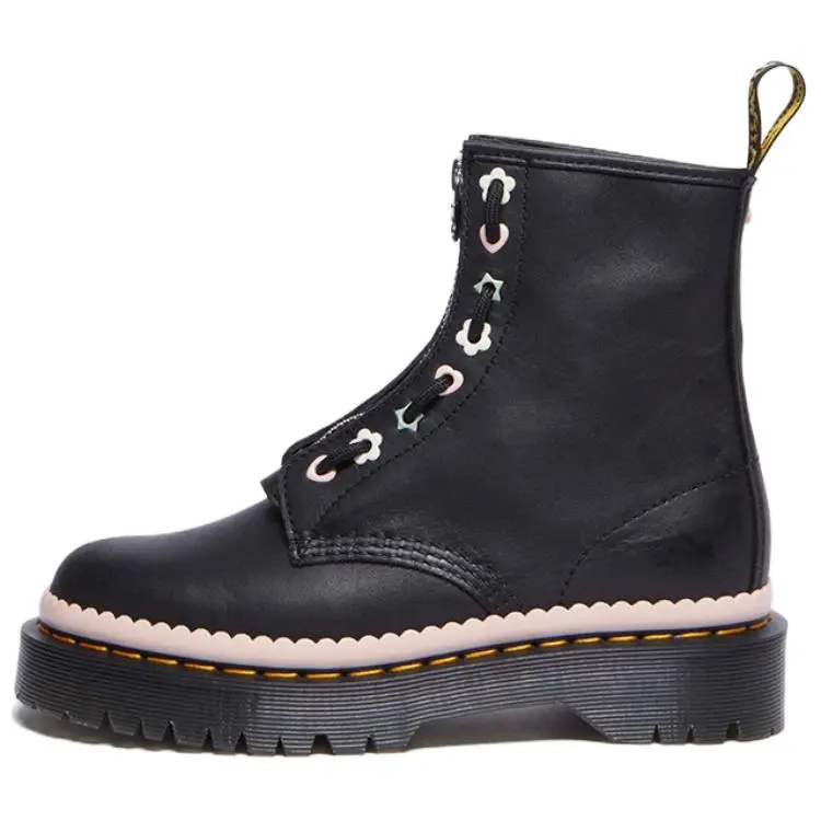 Dr.Martens 1460 PASCAL Leather Short Combat Boots Women's Black Pink