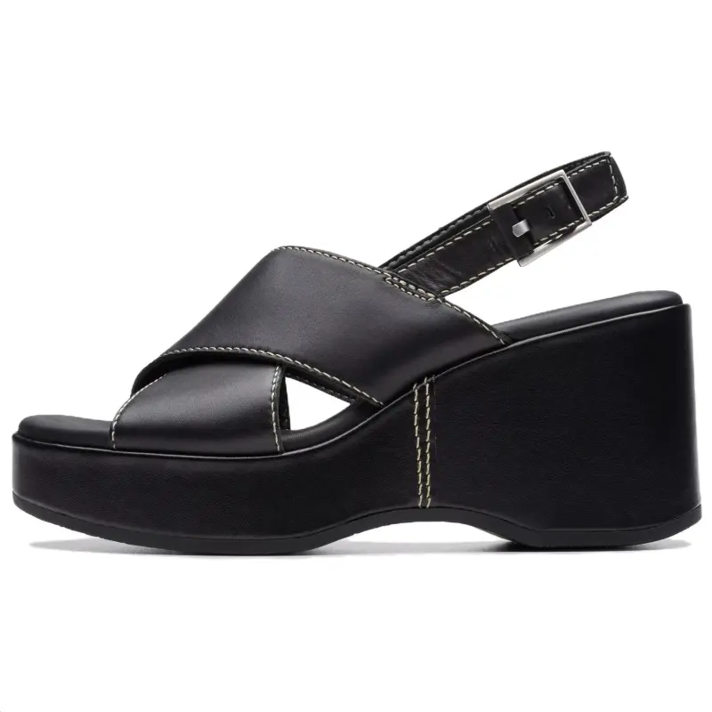 Clarks Leather One Strap Sandals 8.5cm Women's Black