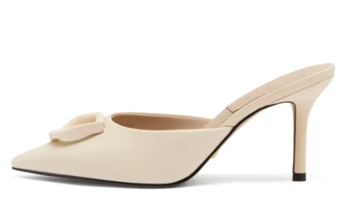 CHARLES&KEITH Leather High Heel Slippers 8cm Women's