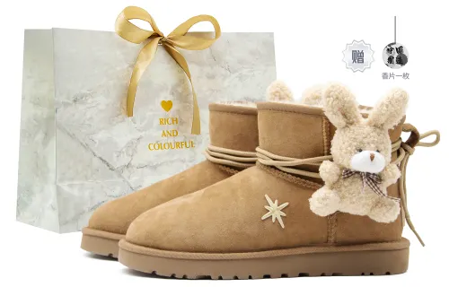 UGG CLASSIC MINI Sheepskin Short Snow Boots Women's Brown