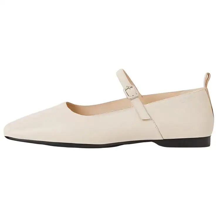 VAGABOND SHOEMAKERS Leather Flat Mary Jane Shoes 1.2cm Women's Beige