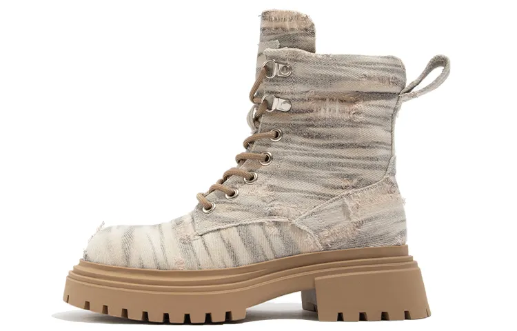 TUOPIN Denim Short Combat Boots Women's
