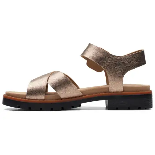Clarks Sheepskin One Strap Sandals Women's Gold