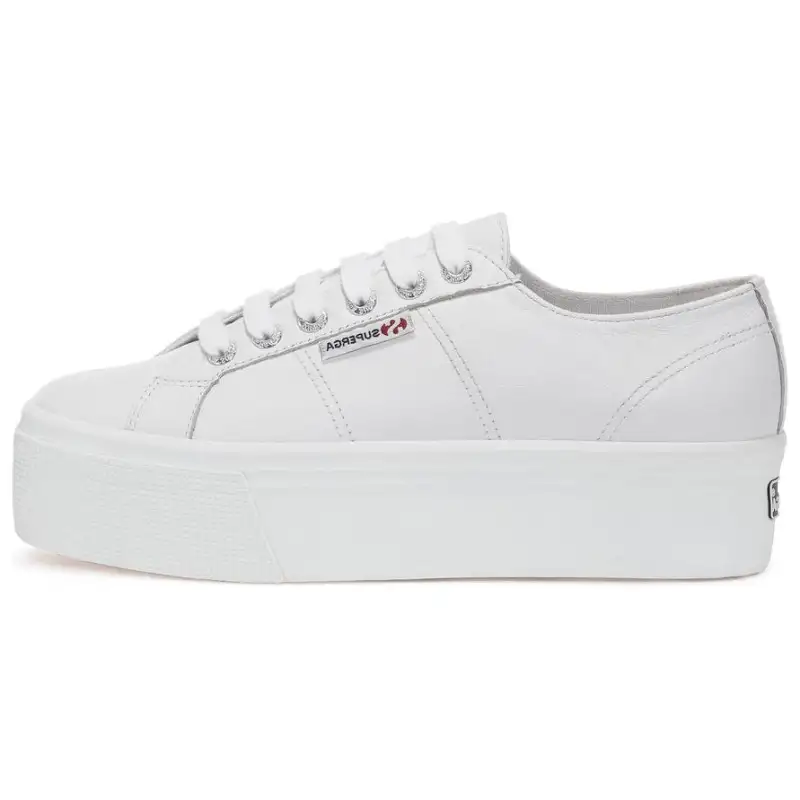 SUPERGA Leather Comfortable Abrasion Resistant Low top Skateboard Shoes Women's Optical White