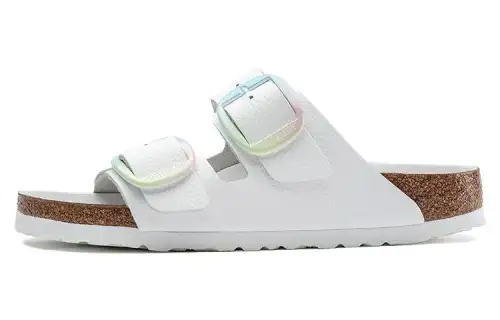 Birkenstock Leather Slide Slippers Women's White
