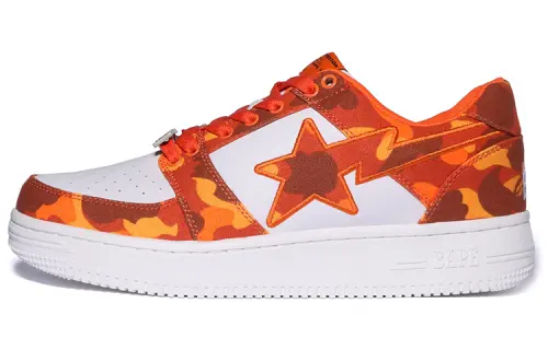 HERON PRESTON x A BATHING APE STA Stylish Skateboarding Shoes Women's White Orange