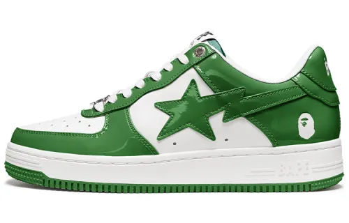 A BATHING APE STA Casual Low top Stylish Skateboarding Shoes Women's Green White