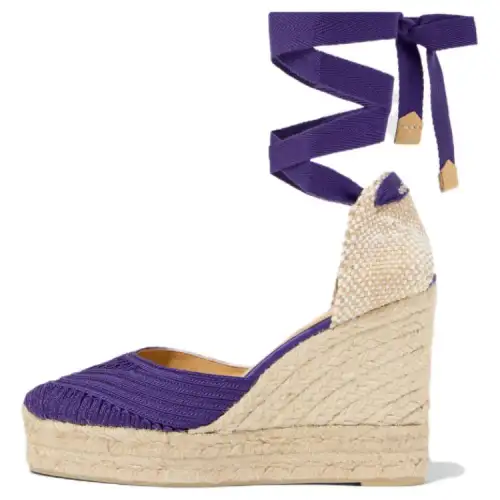 Castañer CARINA Cotton Fabric Wedge Heel High Heels 11cm Women's Purple