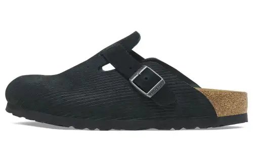 Birkenstock Boston Embossed Corduroy Suede Black