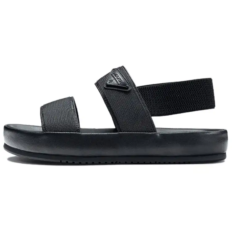 Leather comfortable universal fashionable trend breathable non-slip shock-absorbing wear-resistant cool beach black sandals for camping, simple and elegant design