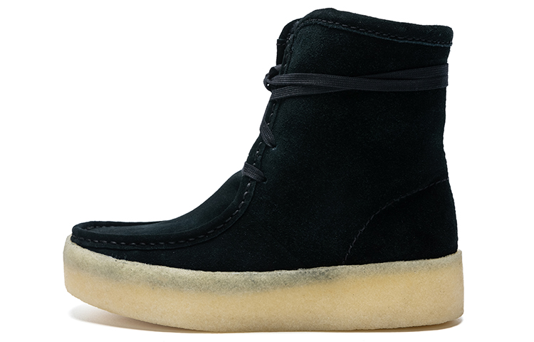 clarks Wallabee Cup Hi Black Suede Women's