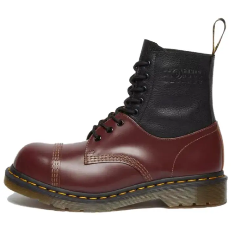 Dr.Martens 1460 /1461 MM6 Leather Comfortable Short Combat Boots Unisex Black/Ox Blood Color