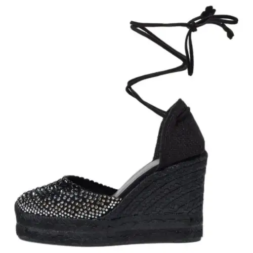Castañer Sheepskin Versatile Wedge Heel High Heels 11cm Women's Black