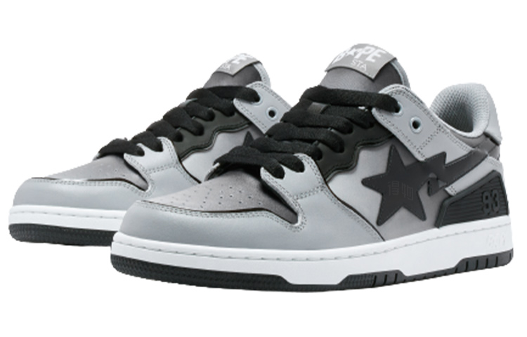 Женские кеды A BATHING APE SK8 STA (черно-бело-серый) — Чёрный / белый / серый — фото 2