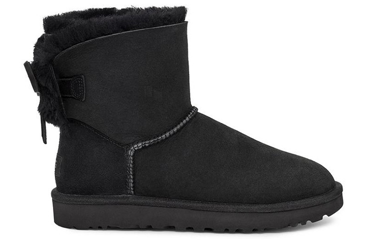Женские ботинки UGG Classic Dudble Bow Mini (черные) — фото 2