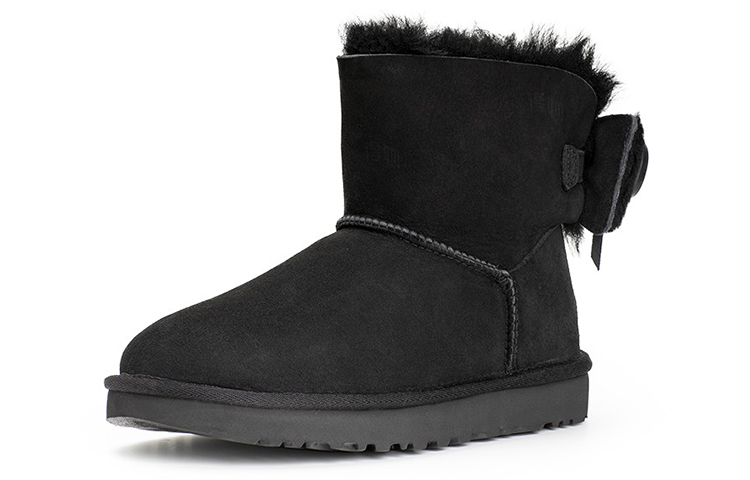 Женские ботинки UGG Classic Dudble Bow Mini (черные) — фото 3