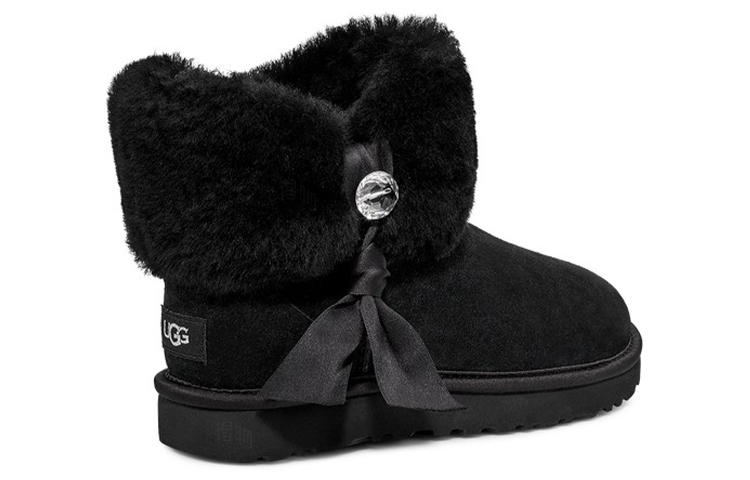 Женские ботинки UGG Cinched Fur Mini (черный) — фото 4