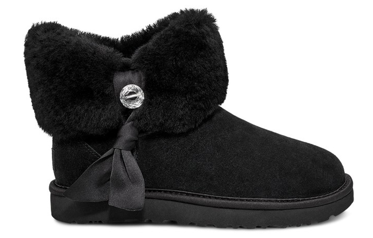 Женские ботинки UGG Cinched Fur Mini (черный) — фото 2