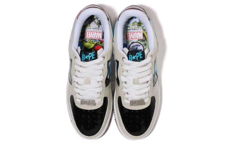 Женские кеды A BATHING APE STA (коричнево-сине-черные) — Бежевый / чёрный / синий — фото 4