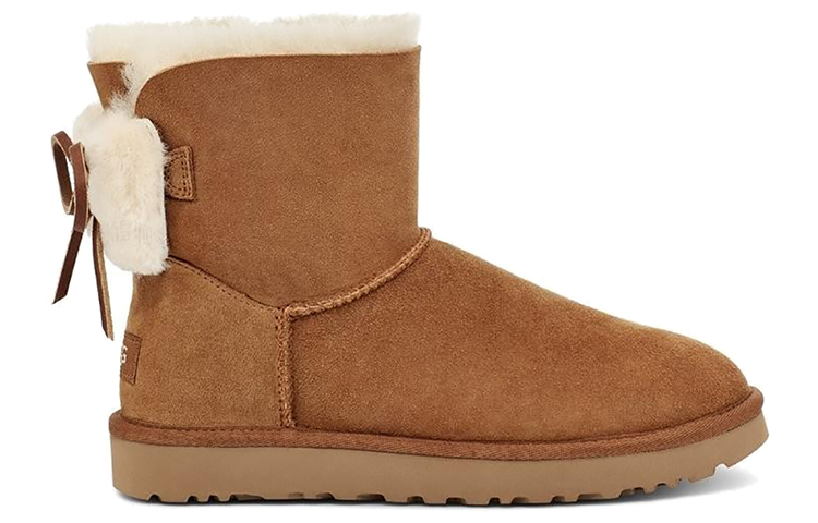 Женские сапоги UGG Classic Double Bow Mini (коричневые) — фото 2