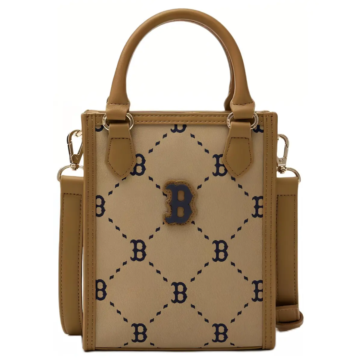 MLB Diamond Monogram Boston Red Sox Polyester Shoulder Bag, Crossbody Bag, Handbag Mini Women's Brown