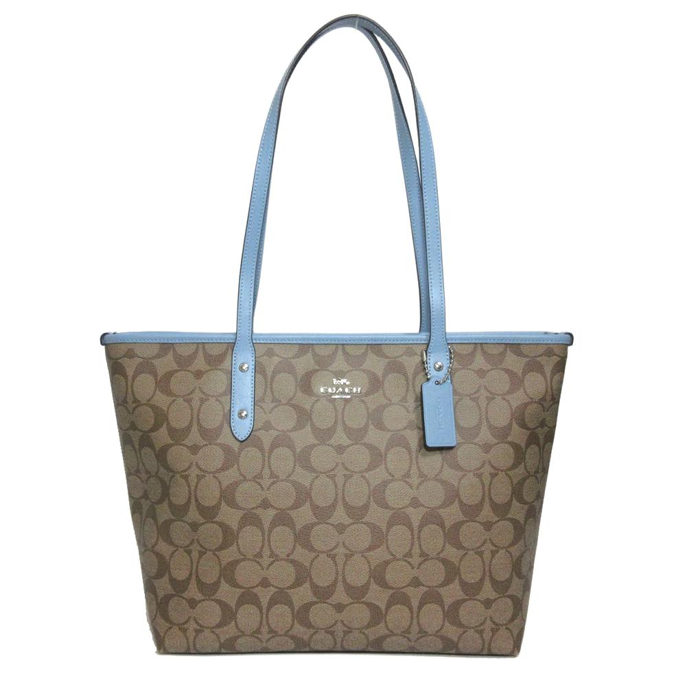 COACH City Zip Tote Coated Canvas Handbag, Crossbody Bag, Shoulder Bag Large Women's Khaki