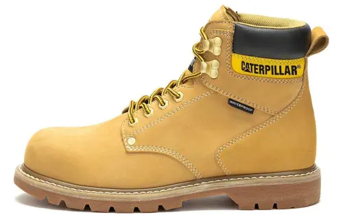 CAT Leather Slip Resistant Abrasion Resistant Short Combat Boots Men's Yellow
