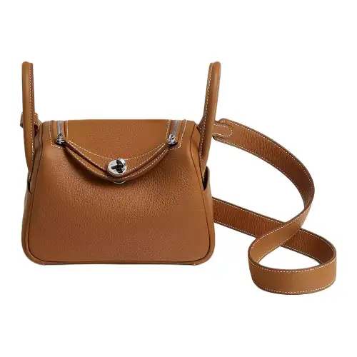 HERMES Lindy Clemence Bullock Leather Handbags 19 Women's 37 Gold Brown