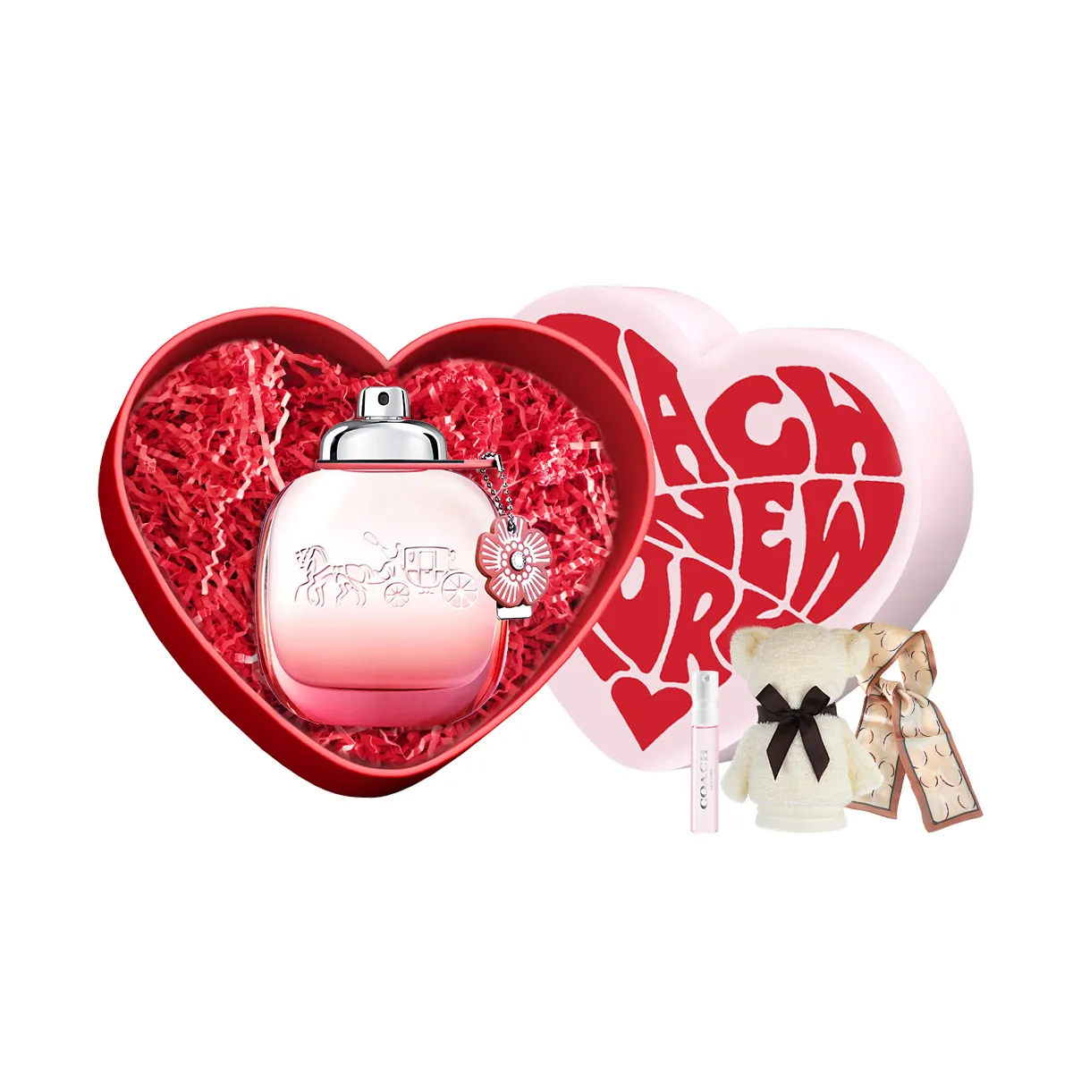 COACH Floral Elegance Women's Perfume Heart Shaped Box Set Eau De Parfum EDP Floral Fruity 30ml/50ml/90ml+2ml
