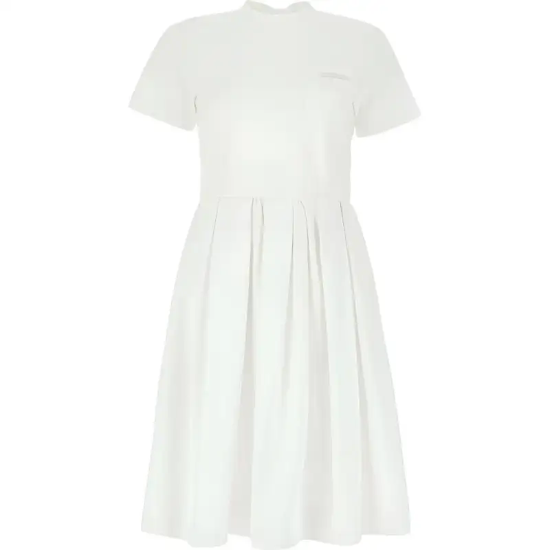 PRADA SS21 Cotton Short Sleeved Dress Women's White